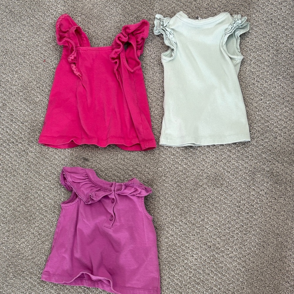 Janie and Jack Ruffle Sleeve Tank Tops in Pink, Green, and Purple - Picture 7 of 7
